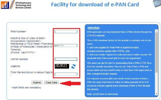 Submit Your Details for e Pan Card Submit Your Details for e Pan Card